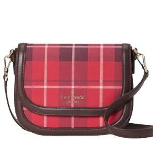 Kate Spade Blake Plaid Saddle Bag w/ Credit Card Wallet